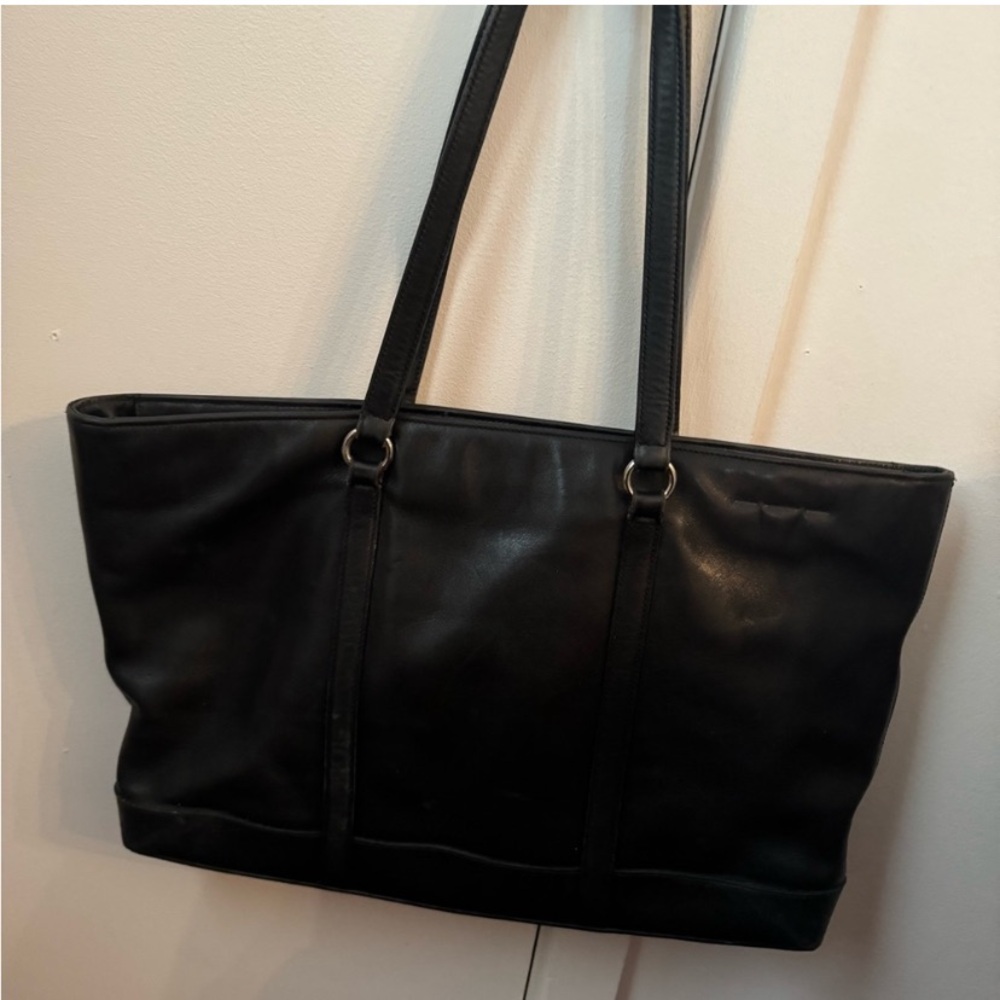 Vintage Coach black leather tote
